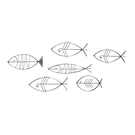 Set of 6 Black Metal Industrial Abstract Wall Decor, 16", 20", 24"